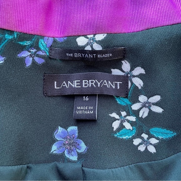 Lane Bryant The Bryant Blazer Green Floral Bell Sleeve Size 16 - Picture 3 of 9